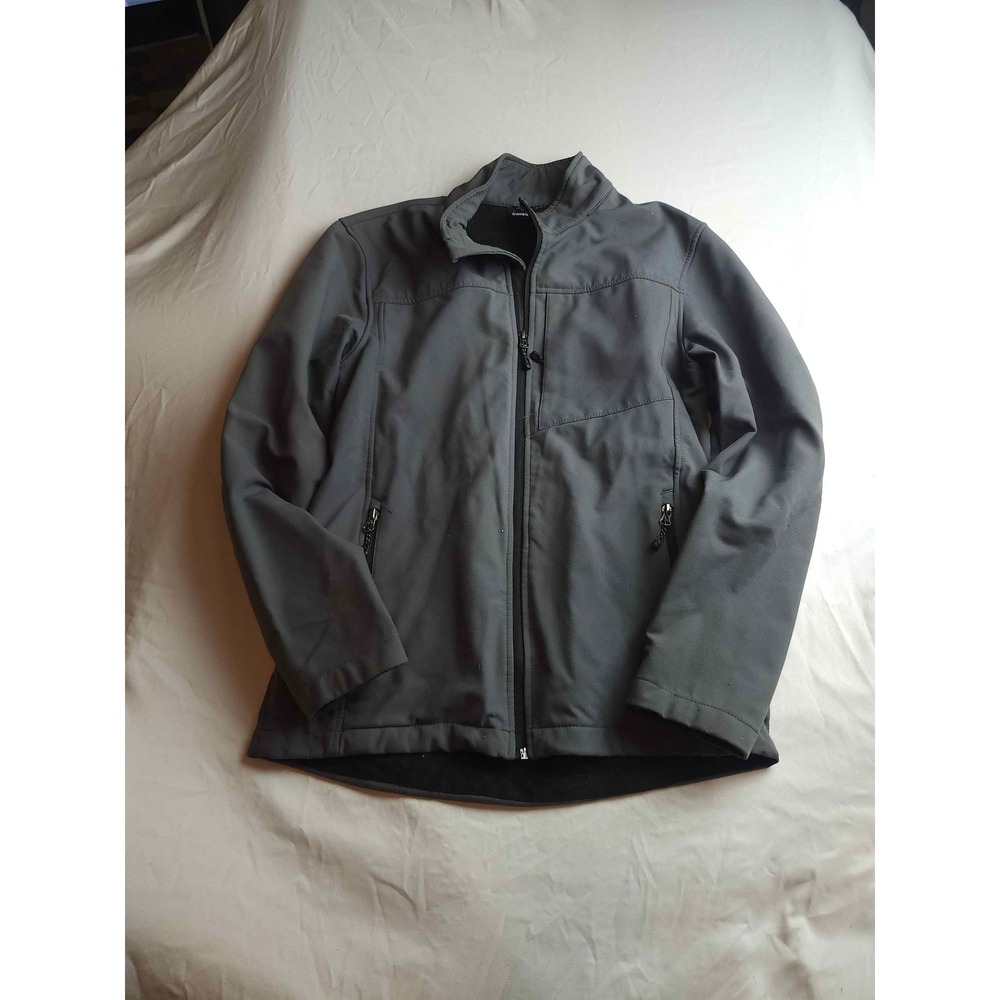 Swiss Tech Mens Softshell Jacket Gray Full Zip Fleece Lined Size Small 34-36